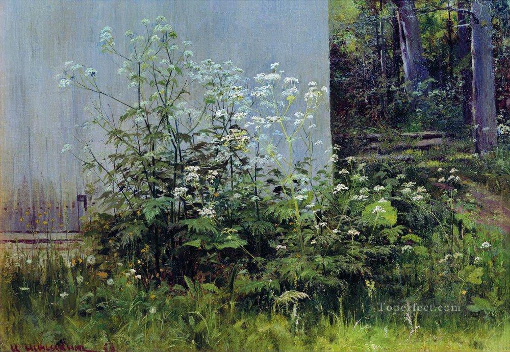 flowers at the fence classical landscape Ivan Ivanovich Oil Paintings